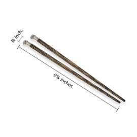 BestySuperStore Wooden Chopsticks 9⅞" Long Coconut Palm Wood Chopstick Metal Elephant Top Eating Utensils Oriental Cutlery Asian Tableware Decorative Dinnerware to Serve Chinese Japanese Korean Food
