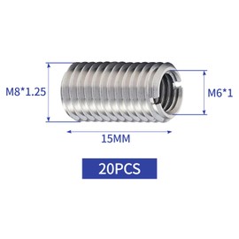 NIYATA Pack of 20 Threaded Sleeve M8 to M6, Thread Adapter M6 to M8, Threaded Bushing Niro M6, Threaded Sleeve Stainless Steel for Automobiles, Steam Turbines, Mechanical Devices