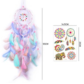1 Piece of Feather Dream Catcher with 1 Piece of Tattoo Sticker, Suitable for Wall Hanging Decoration in Living Room and Bedroom (Color)