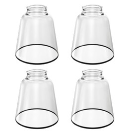 Eidonta 4 Pack Clear Glass Shade Replacements, Bell Shaped Glass Shade Covers with Black Ring, 4.72"High, 4.72"Diameter, 2.12 "Fitter, High Transmittance Trapezoidal Lampshade