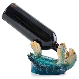 VVGIFTS Sea Turtle Decorative, Figurine Sea Turtle Wine Bottle Holder, Coastal Beach Decor, Resin Statue for Home Desk Tabletop, Ornament Gift Decorations (Bule)
