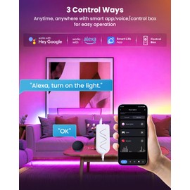 16.4ft RGB+IC LED Lights for 50-75 Inch TV, Backlight Strip Behind TV with Music Sync, Bluetooth APP and Voice Control, 44 Scene Modes, for Ambient Mood Lighting, Monitor Game, Bedroom, Living Room