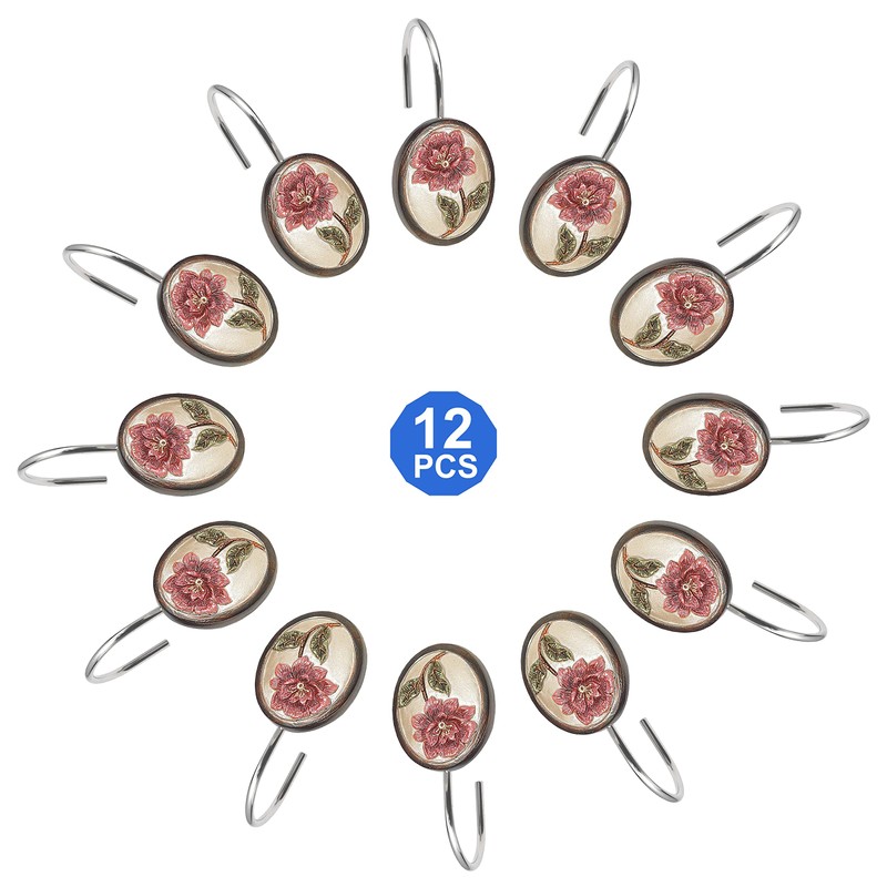 Popular Bath Shower Curtain Hooks, Larrisa Collection, Set of 12,
