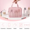 Edelefas Clear Pink Striped PVC Makeup Bag, Large 10.2 x