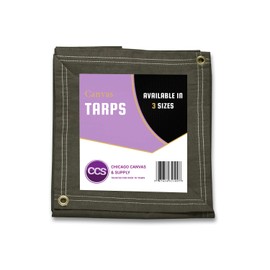 Extra Heavy Duty Waterproof 21 Ounce Canvas Tarp By CCS CHICAGO CANVAS & SUPPLY – Extra Durable Multipurpose Camping Tarp Cover With Rustproof Grommets For Industrial & Commercial Use, Olive Drab, 6 by 8 Feet