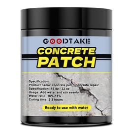 GOODTAKE Concrete Repair, Concrete Patch for Repairing Spalls and Cracks in Concrete's and Masonry, Cement Crack Filler & Floor Repair Cement - Interior/Exterior (Grey, 32 Ounce)