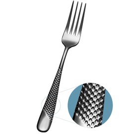 Xideman® Premium Hammered Dinner Forks (20.7cm), 6-Piece, 18/10 Stainless Steel Cutlery Fork Set, Table Forks for Home/Kitchen/Restaurant or Hotel, Dishwasher Safe (Black)