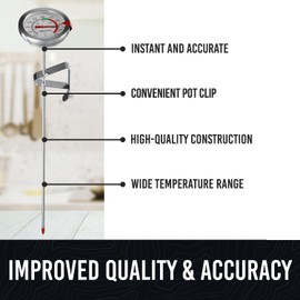 CRAFT911 Candy Thermometer with Pot Clip - Deep Fry Oil Thermometer for Frying and Candle Making
