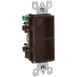 Leviton 5634 15 Amp, 120/277 Volt, Decora Single-Pole, Single-Pole AC Combination Switch, Commercial Grade, Grounding, Brown