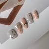 Circular Glitter Sequin Flower Handmade Nail Tips - Square-Short /