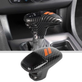 JWWY Gear Shift Shifter Knobs Gear Selector Gear Lever Gearstick Knob Cover Trim for 2015-2025+ Dodge Challenger Charger 2018-2024 Durango Interior Accessories Orange Carbon Fiber 3pcs