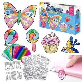 Folienspaß Kinder,Foil-Art for Kids DIY Färben Aufkleber Kinder Bastelsets Glitzer Transferfolie Handwerk Kits DIY Basteln Kids Papierbastelsets Bastelkoffer Geschenke Jungen Mädchen Erwachsener