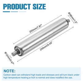 sourcing map Stainless Steel Conveyor Roller 1.5" Diameter 8" Length Gravity Transmission Replacement Part Galvanized End (Silver)