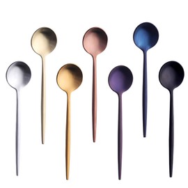 Bisda Portuguese Style Coffee Spoon Teaspoon Spoon Set 18-8 Stainless Steel 7-Piece Set Cute Gift Use 7 Colors..
