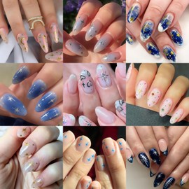 5Pcs Star Nail Stickers Star Stickers Decals for Nail Art Colorful Stars Nail Art Stickers Shiny Starlight Blue Silver Stars Nails Supplies 3D Self-Adhesive Nails Design Nail Accessories for Women