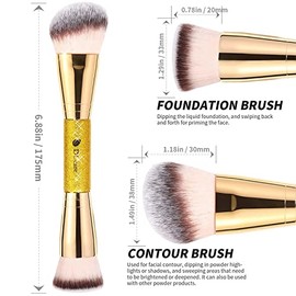 DUcare Cepillo para Base de Maquillaje, Bronceador, Contorno, Maquillaje, Cepillo de Dos Puntas, Autobronceador, Cepillo Escultor para Mezclar Polvo L