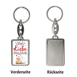 Duck Keyring with Saying Viel Liebe für dich Valentines Gift Lucky Charm Romantic Messenger for Girlfriend Valentine's Day Greetings in Various Sizes, Border