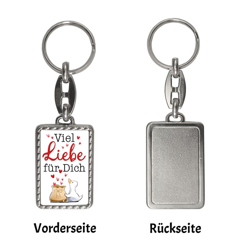Duck Keyring with Saying Viel Liebe für dich Valentines Gift