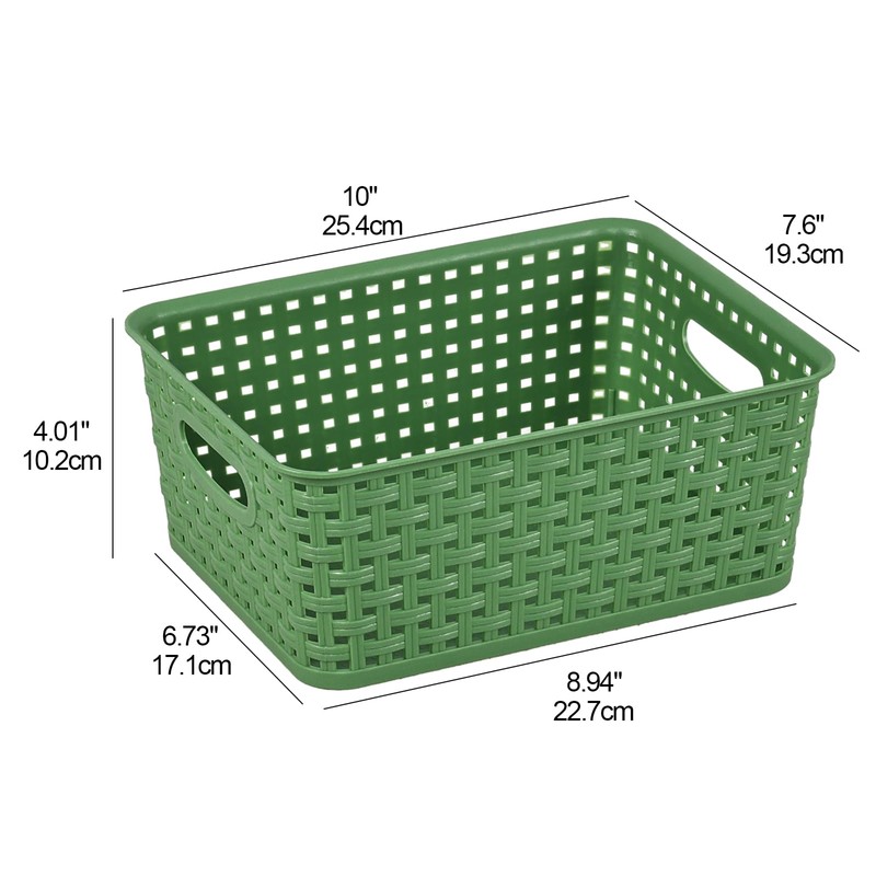 6-Pack Plastic Storage Basket, Plastic Weave Basket