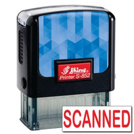 Shiny Scanned Stamp Self Inking Rubber Stamp, 1/2" by 1-1/2" Impression Area, Red Ink, Refillable