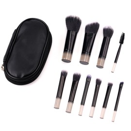 10pcs Mini Travel Makeup Brushes with Brush Pouch,Portable Small Makeup Brush Collection Stylish Versatile Cosmetic Brush Set Professional Beauty Brushes for Travel (Black)