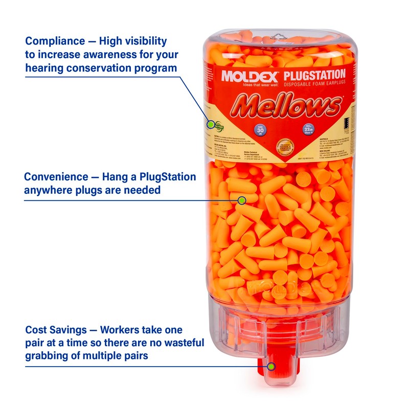 Moldex Mellows® PlugStation® Disposable Foam Earplug Dispenser 6847, NRR 30