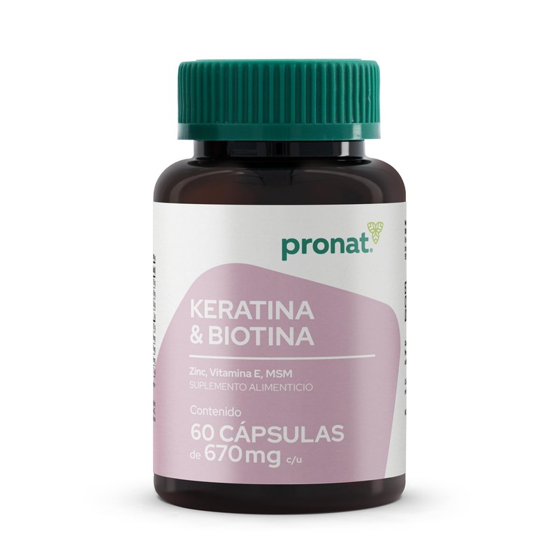 PRONAT Keratina Biotina 60 Cápsulas Suplemento Alimenticio Fórmula con Queratina,