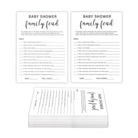 Tuiemie Minimalism Baby Shower Game - Family Feud Cards, Fun Shower Game for Boy & Girl, Includes 30 Fill-in Cards & 1 Answer Card