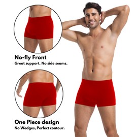 AMZCHPC Men's Premium Cotton Trunks Soft Stretch Underwear Comfort Fit Boxer Brief Style 2-Pack (US, Large, Red)