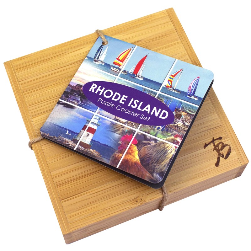Totally Bamboo Rhode Island State Puzzle Juego de posavasos de