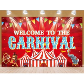Carnival Circus Party Backdrop - Carousel Tent Theme Studio Background Banner Decorations Photography Supplies for Kids Girls Boys - Welcome to The Carnival Photo Booth Backdrops - 70.8 x 43.3 Inch