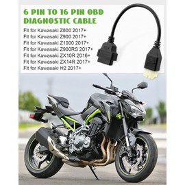 VelvetunVillay OBD2 Adapter Fit for Kawasaki Motorbike, OBD2 Cable 6Pin to 16Pin Fit for Z900RS Z800 Z900 Z1000 ZX10R ZX14R H2 Motorbike