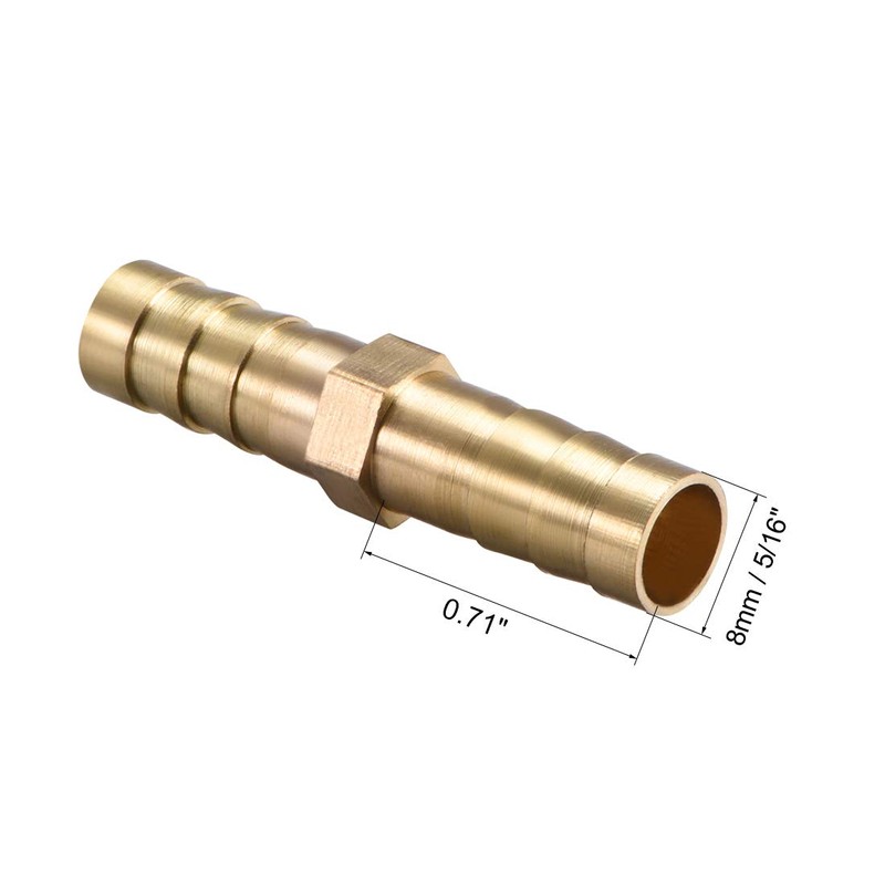 sourcing map 8mm or 5/16" ID Brass Barb Splicer Fitting,Straight
