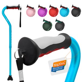 BigAlex Lightweight Walking Cane, Soft Offset Handle for Seniors, Adjustable Collapsible Portable Stick for Women & Men, Mobility Aid for Elderly Adults, Folding Cane Provides Stability & Balance