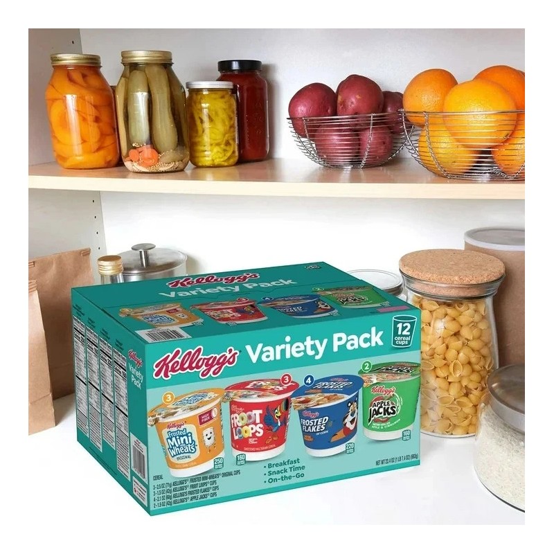Kellogg's Variety Pack Single Serve Cereals 12 Count Assorted Flavors