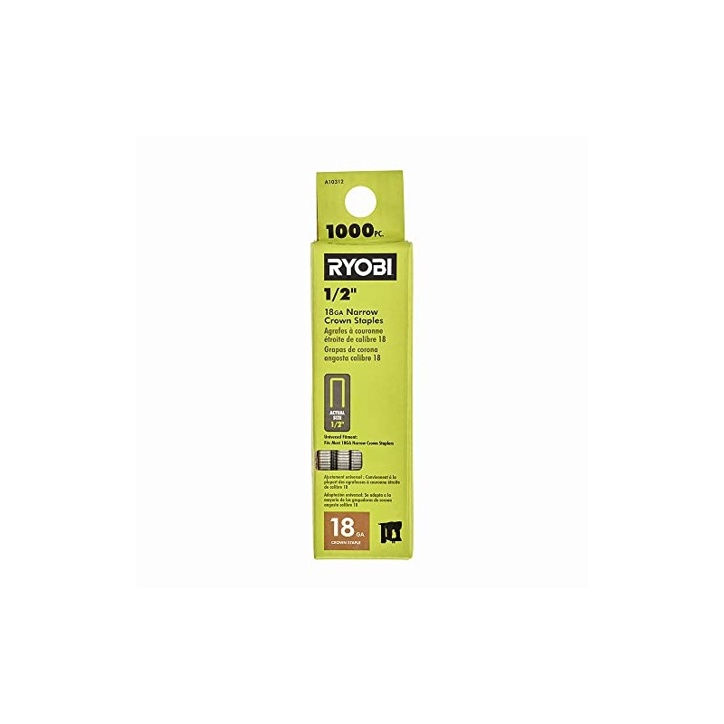 RYOBI 1,000 PC. 18GA 1/4" x 1/2" Narrow Crown Staples