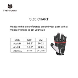 FitsT4 Sports Kayak Gloves 3/4 Finger Padded Palm Mesh Back for Comfort Perfect for Sailing, Paddling, Canoeing, Kayaking, SUP Stand Up Paddling, Black, XXL