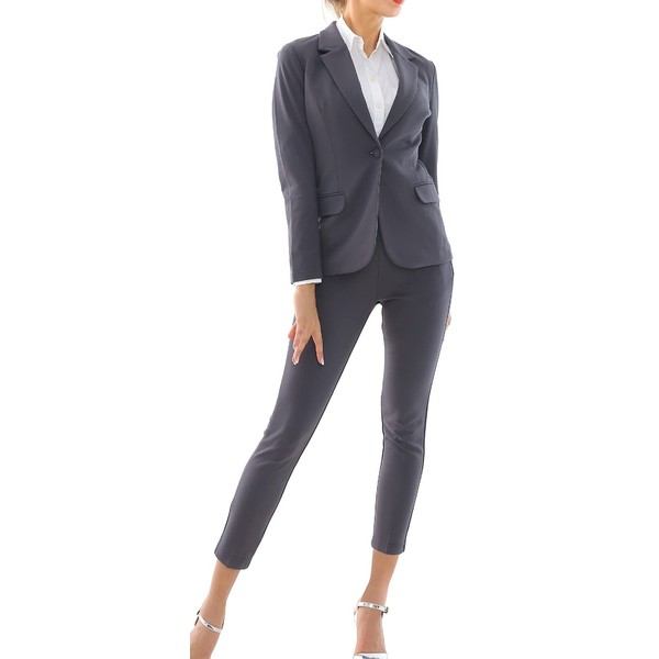 Marycrafts Women's Business Blazer Pant Suit Set for Work 12