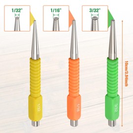 SPEEDWOX 3-Piece Kit Nail Punch Set Includes 1/32", 1/16", 3/32" Nail Setter, Nail and Center Punch Set Color Coded Nail Set Tool with Shock-Absorbing Grip Multicolor with A Storage Box
