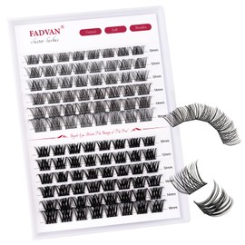 Eyelash Clusters 10-16mm Mixed by FADVAN - 0.07mm Ultra Thin Band with D-Curl Cluster Lashes, Natural Volume DIY Lash Cluster Eyelash Extensions for Comfort Wear