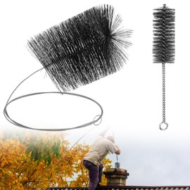 Set of 2 Stove Pipe Brush 150/180 mm, Fireplace Brush with Flex Rod, Chimney Sweep, Stove Pipe Brush, Chimney Brush Set for Chimney, Fireplace, Stove Pipe, Flue Pipe Cleaning (17 cm)