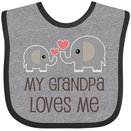 inktastic My Grandpa Loves Me Baby Bib Heather and Black 230f2