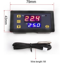 VISSQH W3230 Temperature Controller,DC 24V 20A LCD Digital Thermostat,W3230 Temperature Switch with sensor probe,for Cooling Heating Meter
