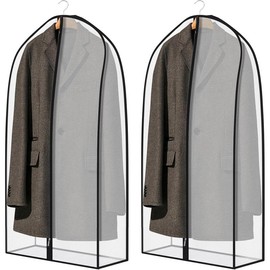 Breathable Garment Bags for Leather Coat 43" Suit Bags for Closet Storage Silky Suit Dust Covers for Hanging Clothes with 7" Gussted Wrinkle Free for Leather Clothing,  Coat, Dress, Set of 2 - Colour: 72"-4Pack