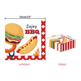 40PCS BBQ Party Paper Napkins BBQ Burger BBQ Series Dinner Paper Napkin Set Disposable for Party Supplies Tableware Decoration
