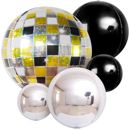 KatchOn, Disco Ball Balloons - Big 22 Inch, Pack of 14 | For Prom Decorations 2025, Graduation Decorations 2025 | 4D Sphere Mettalic Disco Balloons | Birthday Ball Party Decoration, Dance Party Decor