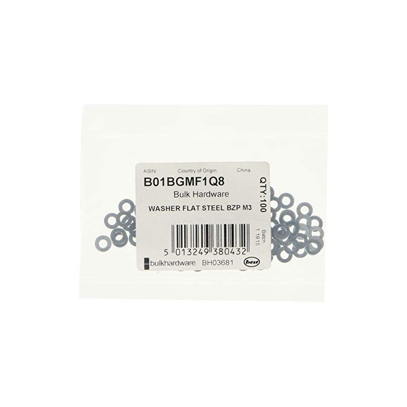 Merriway BH03681 (100 Pcs) M3 (1/8 Inch) Bright Zinc Plated