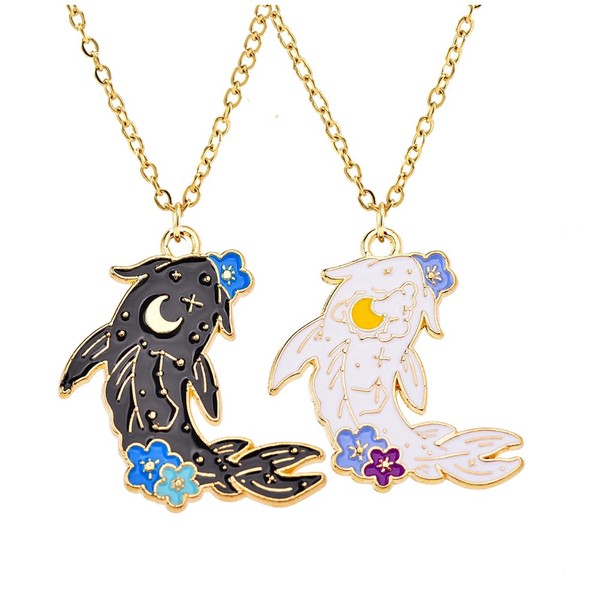 Yin Yang Necklace Tai Chi Fish Feng Shui Necklace Black