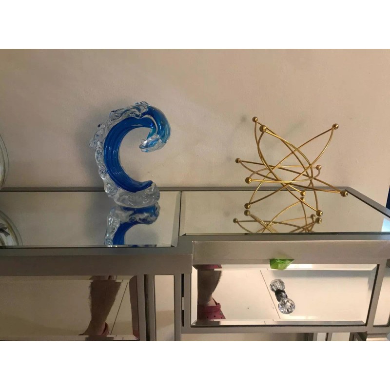 Beachcombers Cristal Soplado Escultura Arte Decorativo Centro Mesa Ola