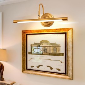 TYhogar Picture Light Hardwired Picture Lights for Wall 14 inch All Metal Antique Brass Anti-Glare 90° Rotating Head 95+ Color Rendering Index 3000K Warm Art Light Designed for Wall Artwork Light